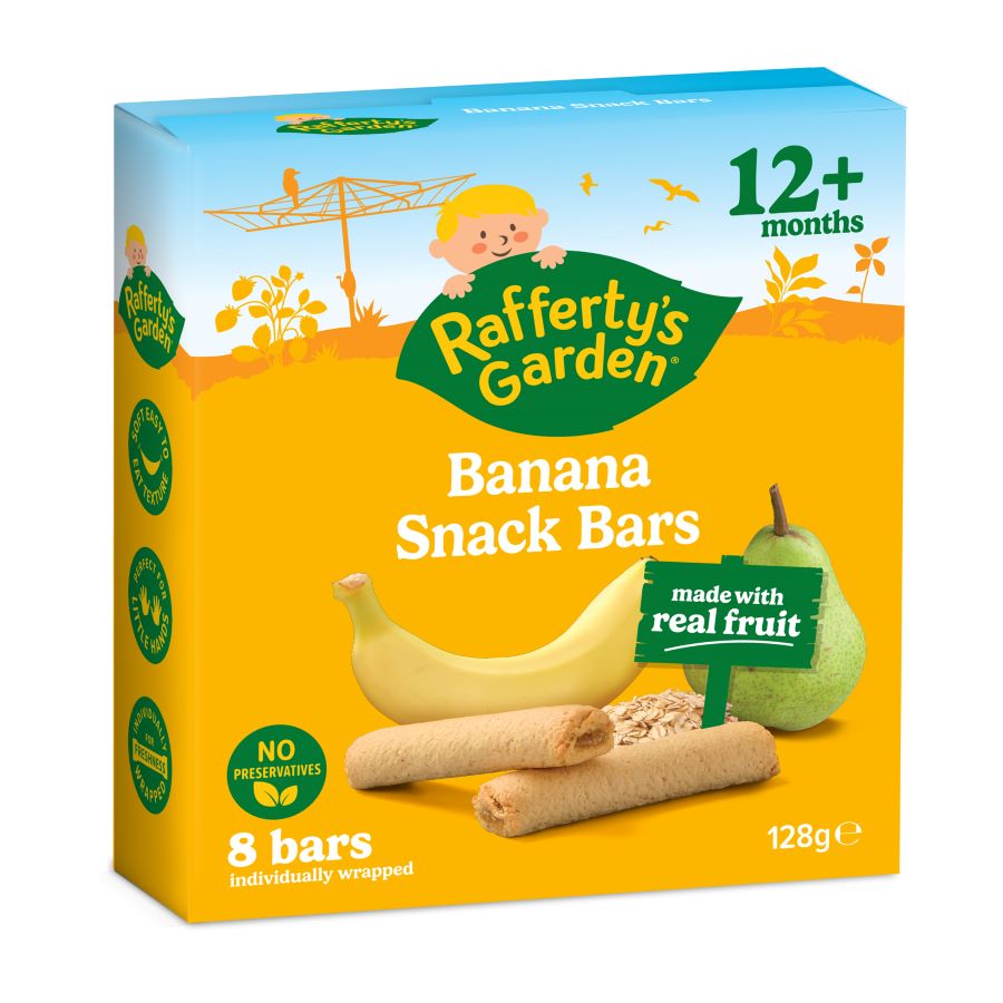 128g_Snack Bar_Banana_3 quarter Rafferty's Garden Banana Snack Bar