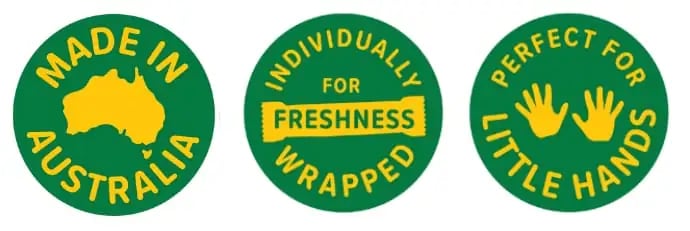 Made in Australia - Individually Wrapped for Freshness - Perfect for Little Hands